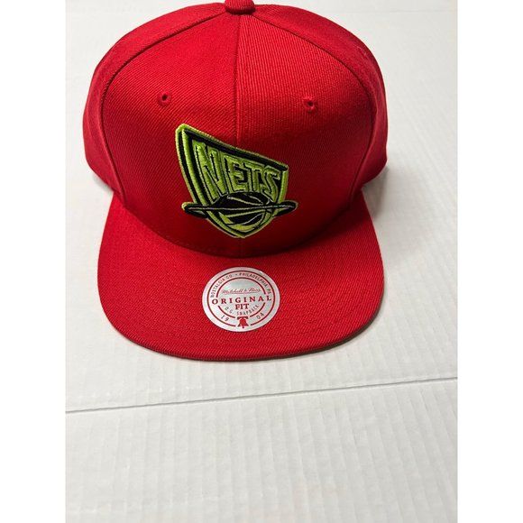 New Brooklyn Nets Mitchell & Ness Hat Reverse Grinch Team Snapback HWC Red Cap - Picture 1 of 16